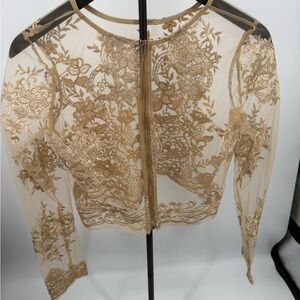 a'gaci Gold Floral Lace Blouse